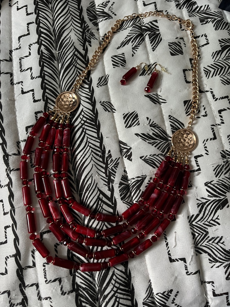 Beautiful Beaded Necklace And Earring Set